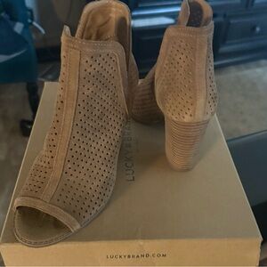 Lucky Brand Tan Heeled Boots with Open Toe